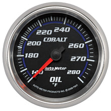 Load image into Gallery viewer, Autometer Cobalt 66.7mm 140-280 Degree F Mechanical Oil Temperature Gauge
