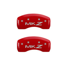 Load image into Gallery viewer, MGP 4 Caliper Covers Engraved Front Lincoln Rear MKZ Red Finish Silver Char 2019 Lincoln MKZ
