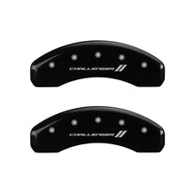 Load image into Gallery viewer, MGP 4 Caliper Covers Engraved Front &amp; Rear With stripes/Challenger Black finish silver ch
