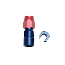 Load image into Gallery viewer, Russell Performance 3/8in SAE Quick Disc Female to -6 Hose Red/Blue Straight Hose End
