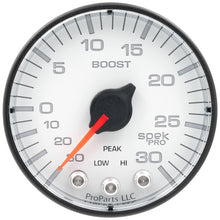 Load image into Gallery viewer, Autometer Spek-Pro Gauge Vac/Boost 2 1/16in 30Inhg-30psi Stepper Motor W/Peak &amp; Warn White/Black
