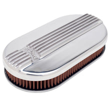Load image into Gallery viewer, Edelbrock Air Cleaner Classic Series Oval Aluminum Top Cloth Element 17 5In X 9 35In X 3 9In
