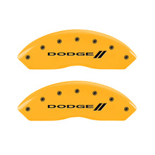 Load image into Gallery viewer, MGP 4 Caliper Covers Engraved F &amp; R Stripes/Dodge Yellow Finish Black Char 2010 Dodge Nitro
