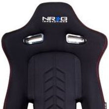 Load image into Gallery viewer, NRG Sport Seats (Pair) Cloth w/NRG Logo &amp; NRG Arrow Cushion Imprint - Black w/Red Stitch
