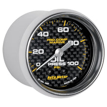 Load image into Gallery viewer, Autometer Marine Carbon Fiber Ultra-Lite 2-1/16in 100PSI Mechanical Oil Pressure Gauge
