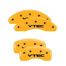 Load image into Gallery viewer, MGP Front set 2 Caliper Covers Engraved Front MGP Yellow finish black ch
