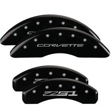 Load image into Gallery viewer, MGP 4 Caliper Covers Engraved Front Corvette C7 Engraved Rear Z51/2015 Black finish silver ch
