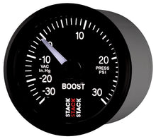 Load image into Gallery viewer, Autometer Stack 52mm -30INHG to +30 PSI (Incl T-Fitting) Pro Stepper Motor Boost Press Gauge - Black
