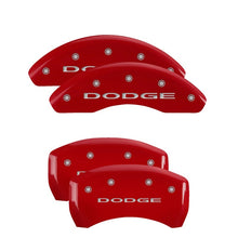 Load image into Gallery viewer, MGP 4 Caliper Covers Engraved Front &amp; Rear With out stripes/Dodge Red finish silver ch
