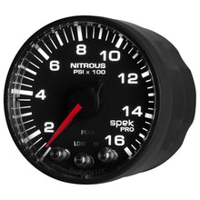 Load image into Gallery viewer, Autometer Spek-Pro Gauge Nitrous Press 2 1/16in 1600psi Stepper Motor W/Peak &amp; Warn Blk/Blk
