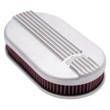 Load image into Gallery viewer, Edelbrock Air Cleaner Classic Series Oval Aluminum Top Cloth Element 17 5In X 9 35In X 3 9In Satin
