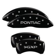 Load image into Gallery viewer, MGP 4 Caliper Covers Engraved Front Pontiac Engraved Rear GXP Black finish silver ch
