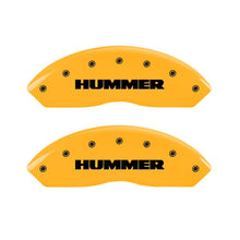 Load image into Gallery viewer, MGP 4 Caliper Covers Engraved Front &amp; Rear Hummer Yellow Finish Black Char 2010 Hummer H3T
