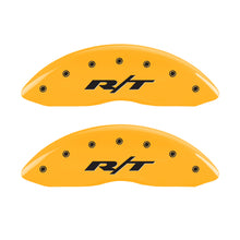 Load image into Gallery viewer, MGP 4 Caliper Covers Engraved Front &amp; Rear RT Yellow finish black ch
