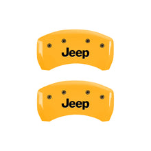 Load image into Gallery viewer, MGP 4 Caliper Covers Engraved Front &amp; Rear JEEP Yellow finish black ch
