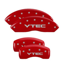 Load image into Gallery viewer, MGP 4 Caliper Covers Engraved Front &amp; Rear Honda Red finish silver ch
