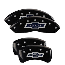 Load image into Gallery viewer, MGP 4 Caliper Covers Engraved F &amp; R 100 Anniversary Black Finish Silver Char 2019 Chevrolet Colorado
