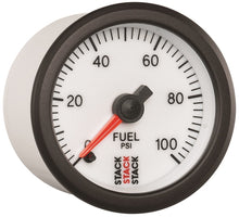 Load image into Gallery viewer, Autometer Stack 52mm 0-100 PSI 1/8in NPTF Male Pro Stepper Motor Fuel Pressure Gauge - White
