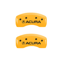 Load image into Gallery viewer, MGP 4 Caliper Covers Engraved Front &amp; Rear Acura Yellow Finish Black Char 2017 Acura MDX

