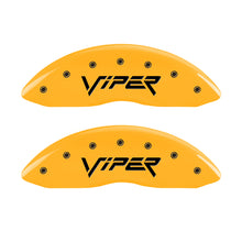 Load image into Gallery viewer, MGP 4 Caliper Covers Engraved Front Viper Rear Snake Yellow Finish Black Char 2002 Dodge Viper
