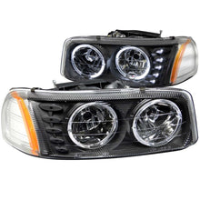 Load image into Gallery viewer, ANZO 1999-2006 Gmc Sierra 1500 Crystal Headlights w/ Halo and LED Black
