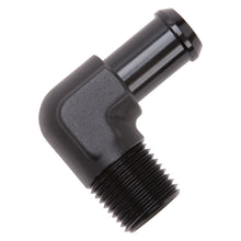 Load image into Gallery viewer, Edelbrock Hose End 90-Deg 1/2In NPT to 5/8In Barb Black Anodize
