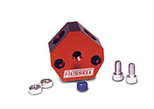 Load image into Gallery viewer, Russell Performance Billet Aluminum Y-Block w/ 3/8in inlet &amp; outlet
