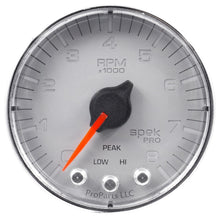 Load image into Gallery viewer, Autometer Spek-Pro Gauge Tach 2 1/16in 8K Rpm W/ Shift Light &amp; Peak Mem Slvr/Chrm
