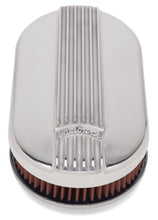 Load image into Gallery viewer, Edelbrock Air Cleaner Classic Series Oval Aluminum Top Cloth Element 17 5In X 9 35In X 3 9In
