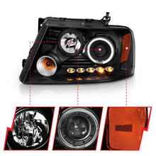 Load image into Gallery viewer, ANZO 2004-2008 Ford F-150 Projector Headlights w/ Halo and LED Black
