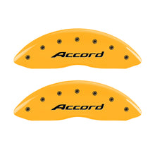 Load image into Gallery viewer, MGP 4 Caliper Covers Engraved Front Accord Engraved Rear Accord Yellow finish black ch

