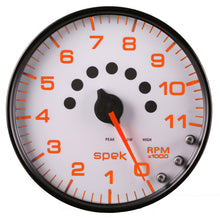 Load image into Gallery viewer, Autometer Spek-Pro Gauge Tachometer 5in 11K Rpm W/Shift Light &amp; Peak Mem White/Black
