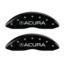 Load image into Gallery viewer, MGP 4 Caliper Covers Engraved Front &amp; Rear Acura Black Finish Silver Char 2017 Acura RDX
