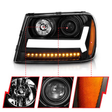 Load image into Gallery viewer, ANZO 2006-2009 Chevrolet Trailblazer Projector Headlights w/ Plank Style Design Black w/ Amber
