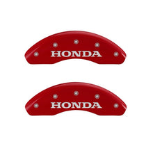 Load image into Gallery viewer, MGP Front set 2 Caliper Covers Engraved Front Honda Red finish silver ch

