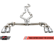 Load image into Gallery viewer, AWE Tuning 2019+ BMW M340i (G20) Track Edition Exhaust - Quad Diamond Black Tips
