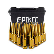 Load image into Gallery viewer, Mishimoto Mishimoto Steel Spiked Lug Nuts M12 x 1.5 24pc Set Gold
