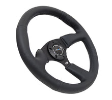 Load image into Gallery viewer, NRG Reinforced Steering Wheel (350mm / 2.5in. Deep) Blk Leather Comfort Grip w/5mm Matte Blk Spokes
