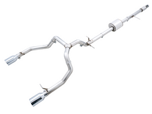 Load image into Gallery viewer, AWE Tuning 4th Gen GM 1500 5.3L 0FG Catback Split Rear Exit (Flat Bumper) - Quad Chrome Tips
