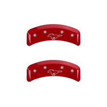 Load image into Gallery viewer, MGP 4 Caliper Covers Engraved Front Mustang Engraved Rear Pony Red finish silver ch
