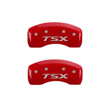 Load image into Gallery viewer, MGP 4 Caliper Covers Engraved Front Acura Engraved Rear TSX Red finish silver ch
