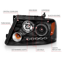 Load image into Gallery viewer, ANZO 2004-2008 Ford F-150 Projector Headlights w/ Halo and LED Black G2
