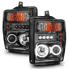 Load image into Gallery viewer, ANZO 2008-2010 Ford F-250 Projector Headlights w/ Halo Black (CCFL)
