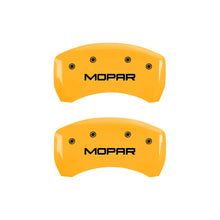 Load image into Gallery viewer, MGP 4 Caliper Covers Engraved Front &amp; Rear Mopar Yellow Finish Black Char 2007 Dodge Charger
