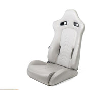 Load image into Gallery viewer, NRG Reclinable Sport Seats (Pair) The Arrow Grey Vinyl w/ Pressed NRG logo w/ Grey Stitch
