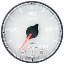 Load image into Gallery viewer, Autometer Spek-Pro 2 1/16in 100PSI Stepper Motor W/Peak &amp; Warn White/Black Boost Gauge
