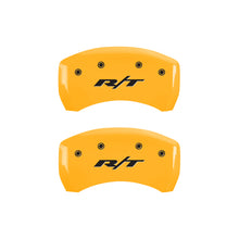 Load image into Gallery viewer, MGP 4 Caliper Covers Engraved Front &amp; Rear RT1-Truck Yellow Finish Black Char 2007 Dodge Charger
