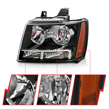 Load image into Gallery viewer, ANZO 2007-2014 Chevrolet Tahoe/Suburban Crystal Headlights Black
