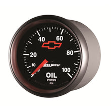 Load image into Gallery viewer, Autometer GM Bowtie Black 2-1/16in 0-100 PSI Oil Pressure - Stepper Motor
