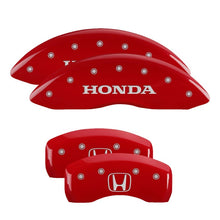 Load image into Gallery viewer, MGP 4 Caliper Covers Engraved Front Honda Engraved Rear H Logo Red finish silver ch
